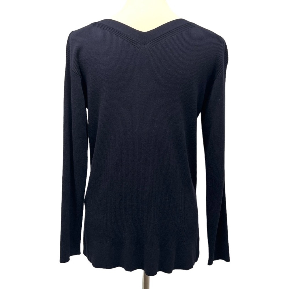 Lafayette 148 Black Ribbed V Neck Pullover Top Ladies Medium - Picture 5 of 10